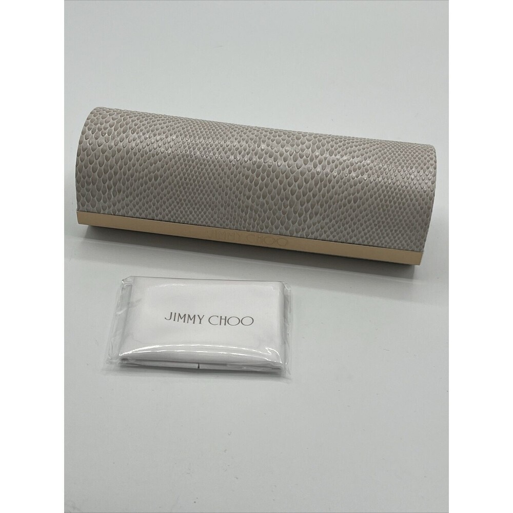 Jimmy Choo Ivory Snakeskin Hardshell Sunglasses Eyeglass Medium Case with Cloth - Picture 2 of 6